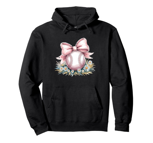Baseball Coquette Bow Baseball Player Hoodie - Novelty Apparel Men Women - T-Shirt, Sweatshirt, Hoodie
