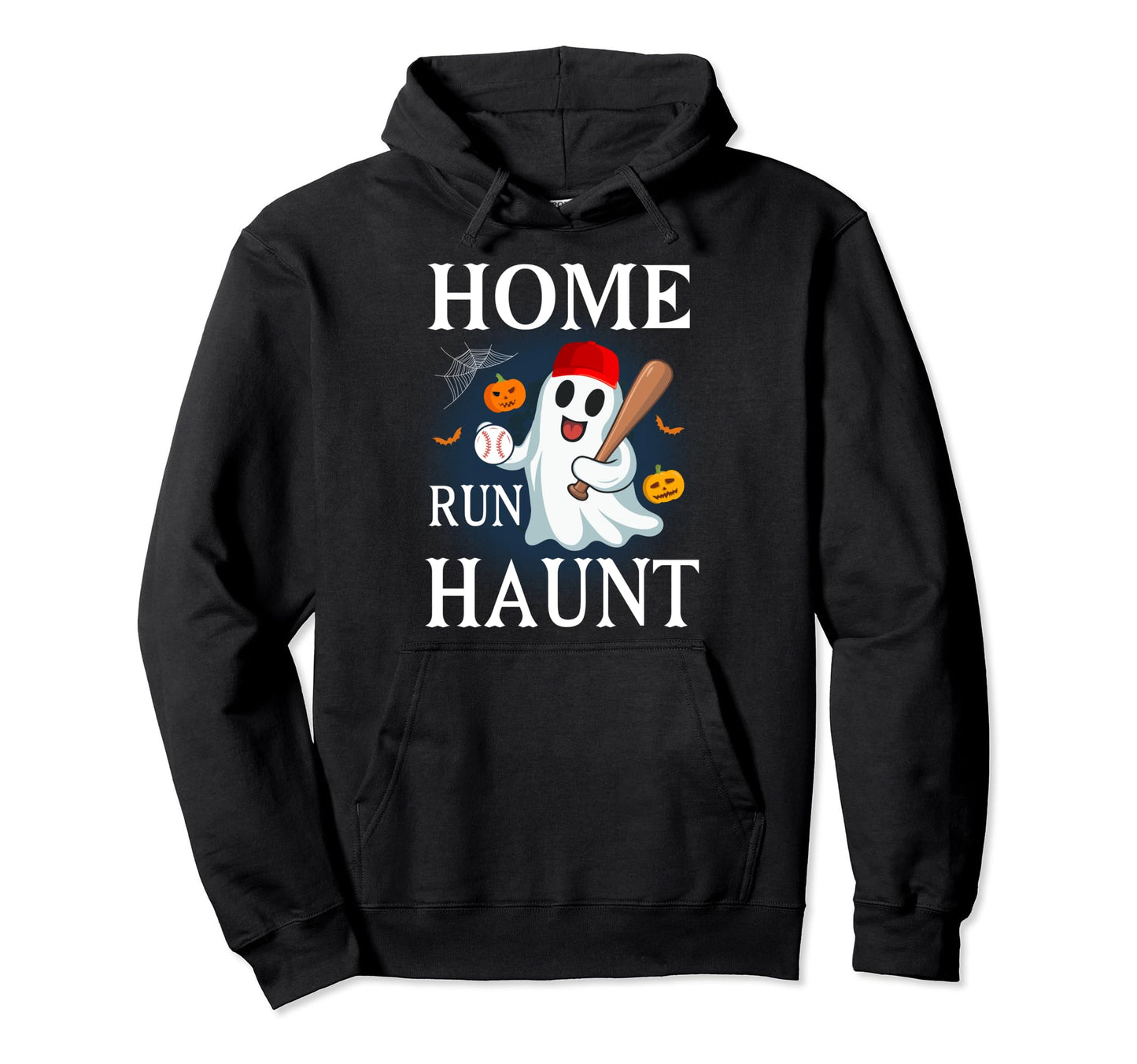 Home Run Haunt Baseball Halloween Ghost Hoodie - Unique Graphic Men Women - T-Shirt, Sweatshirt, Hoodie