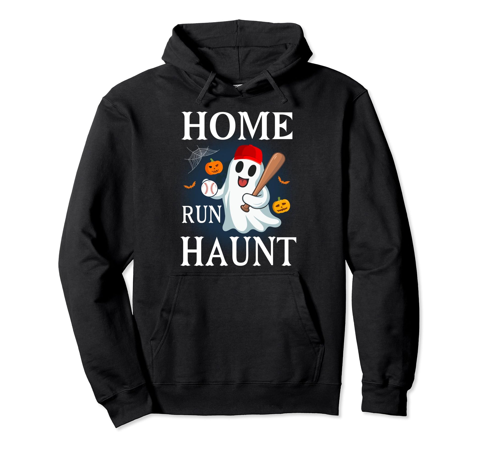 Home Run Haunt Baseball Halloween Ghost Hoodie - Unique Graphic Men Women - T-Shirt, Sweatshirt, Hoodie