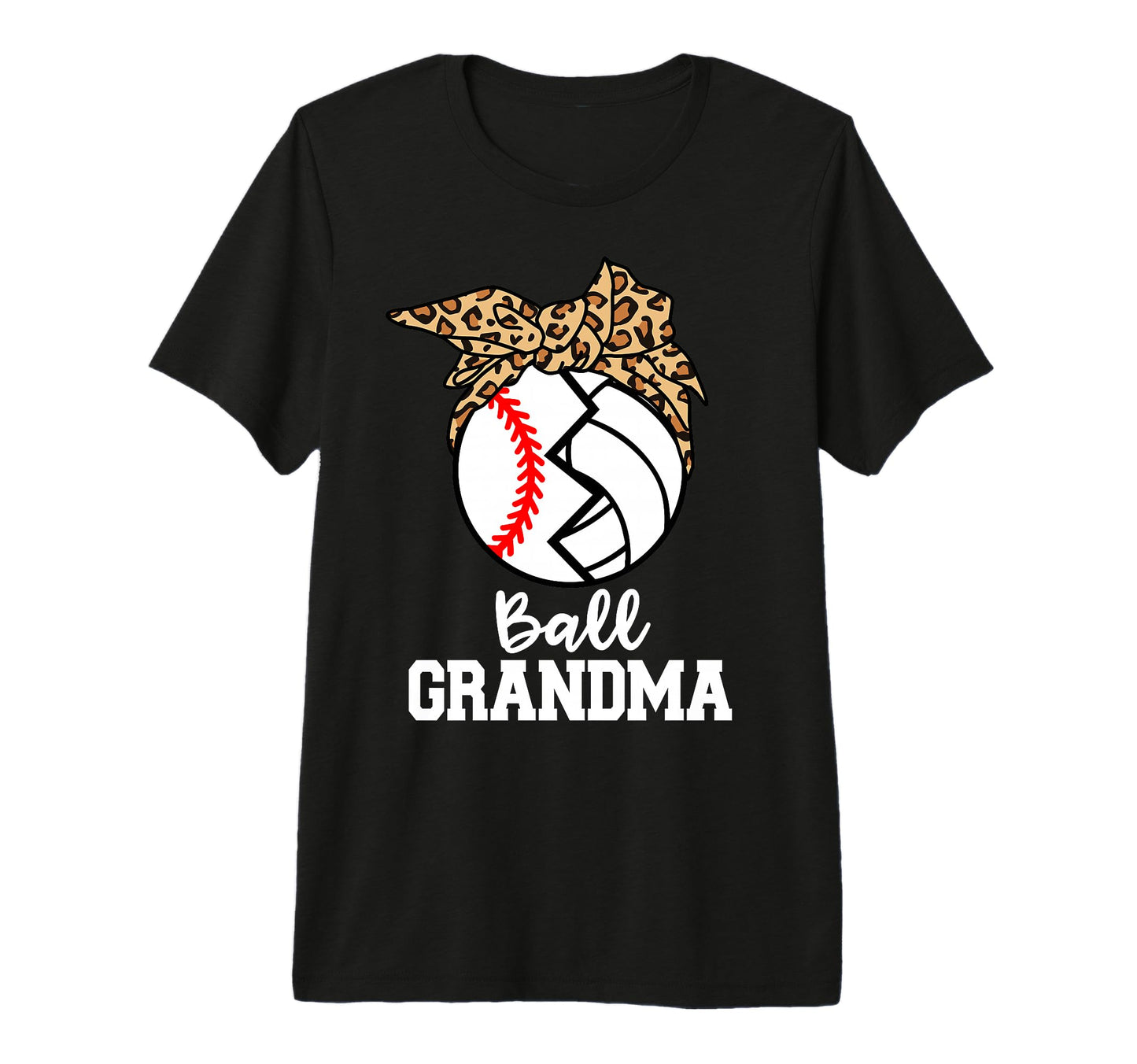 Ball Grandma Baseball Volleyball Leopard T-Shirt - Unique Graphic Unisex - T-Shirt, Sweatshirt, Hoodie