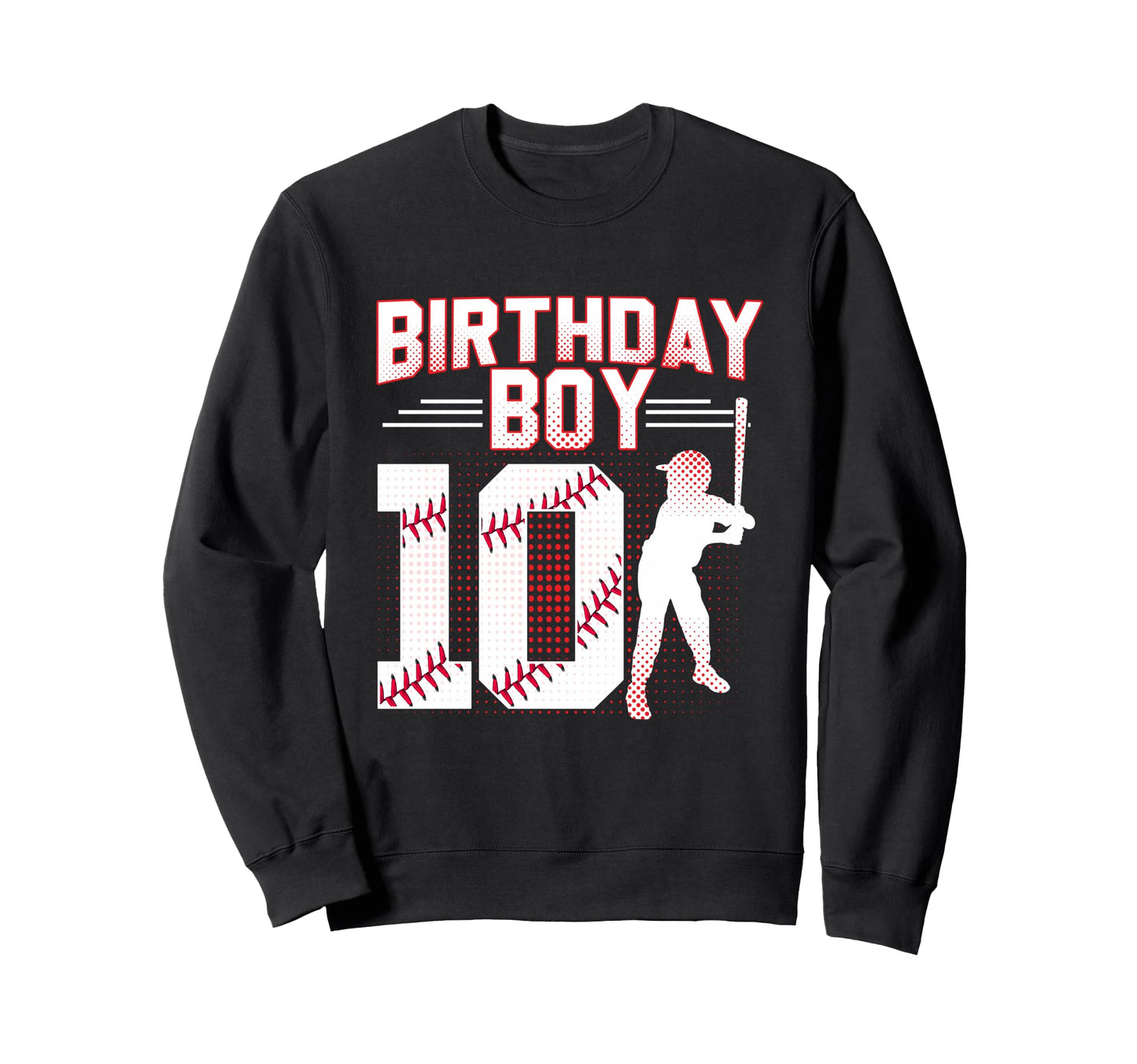 Baseball Birthday 10Th Birthday 10 Sweatshirt - Minimalist Print Unisex - T-Shirt, Sweatshirt, Hoodie
