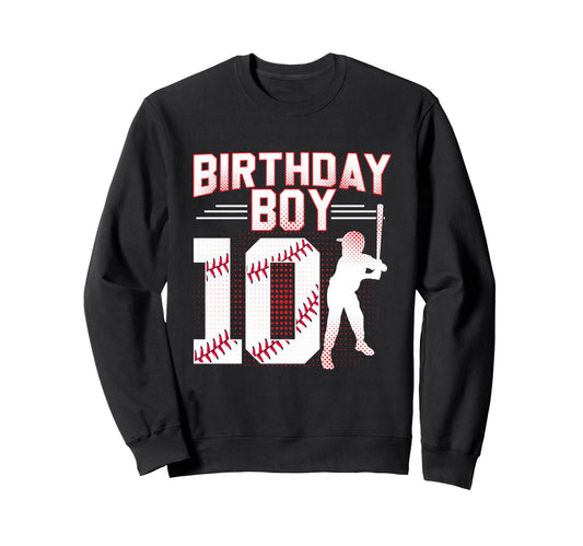 Baseball Birthday 10Th Birthday 10 Sweatshirt - Minimalist Print Unisex - T-Shirt, Sweatshirt, Hoodie