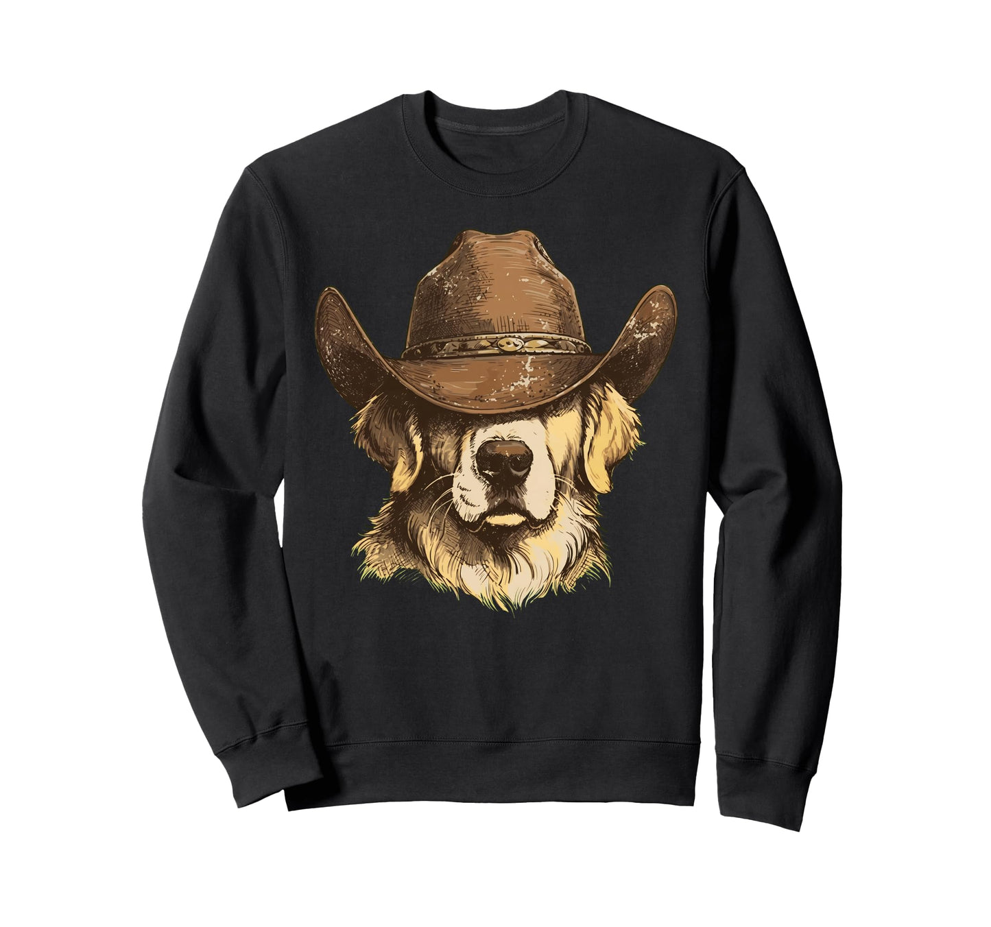 Golden Retriever Cowboy Western Hat Sweatshirt - Minimalist Print Unisex - T-Shirt, Sweatshirt, Hoodie