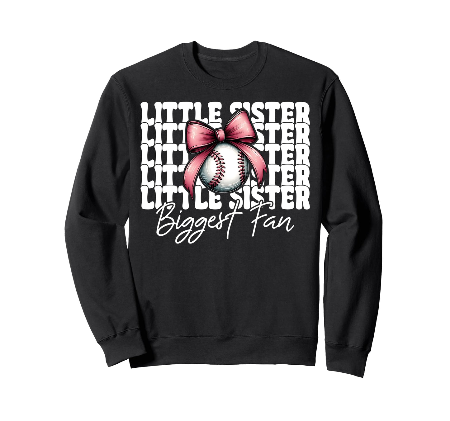 Baseball Sister Coquette Bow Little Sweatshirt - Streetwear Style Unisex - T-Shirt, Sweatshirt, Hoodie