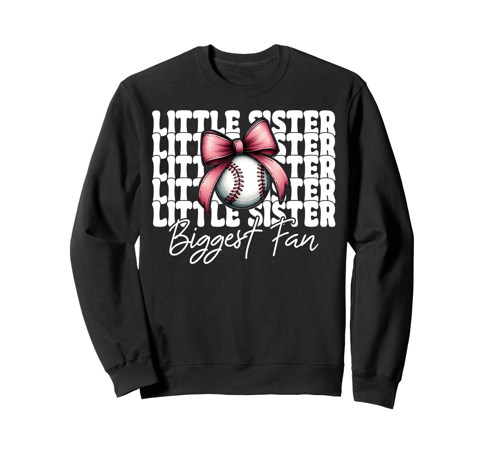Baseball Sister Coquette Bow Little Sweatshirt - Streetwear Style Unisex - T-Shirt, Sweatshirt, Hoodie