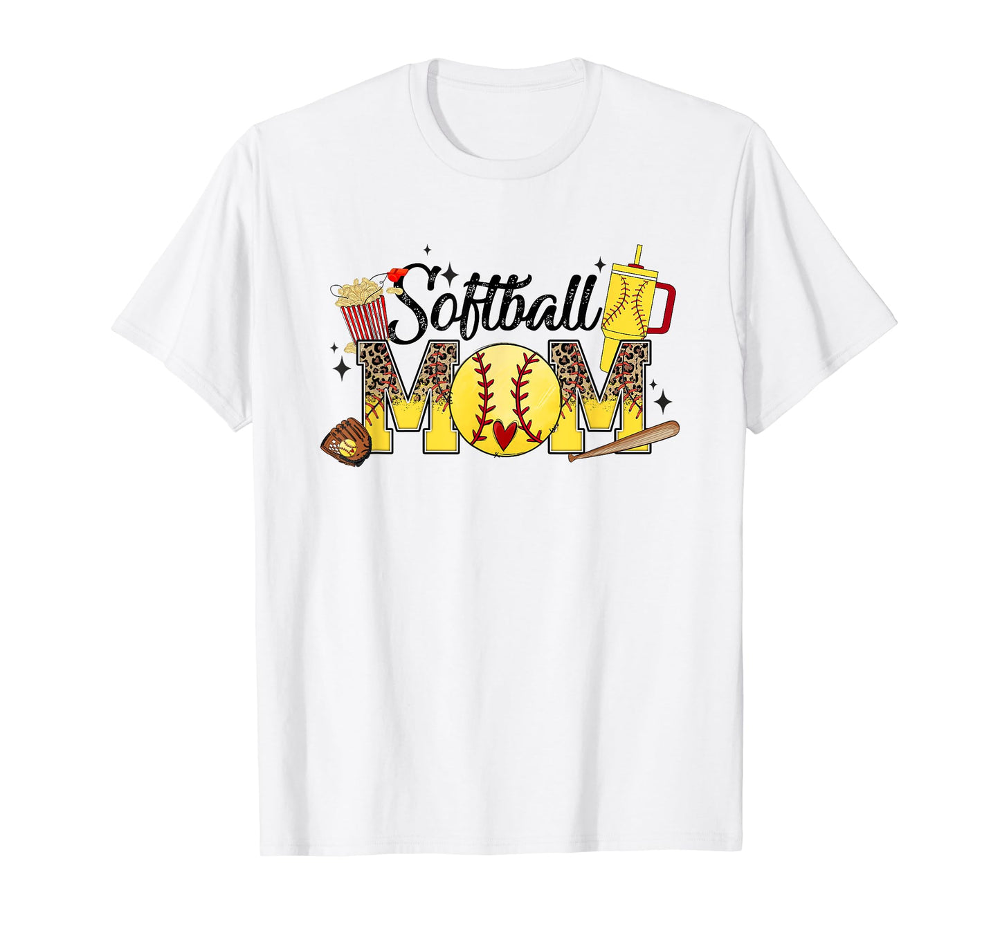 Softball Mom Leopard Funny Softball Mom T-Shirt - Streetwear Style Unisex - T-Shirt, Sweatshirt, Hoodie