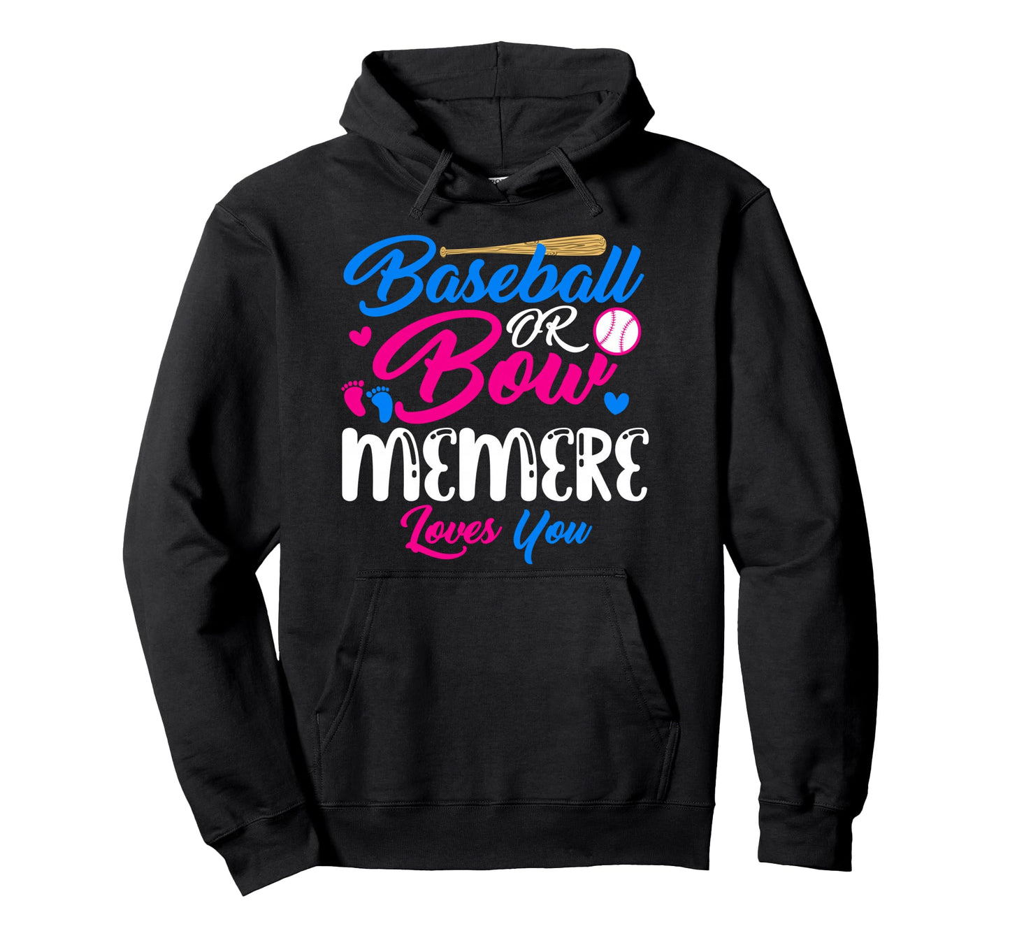Baseball Or Bow Memere Loves You Funny Hoodie - Minimalist Print Unisex - T-Shirt, Sweatshirt, Hoodie