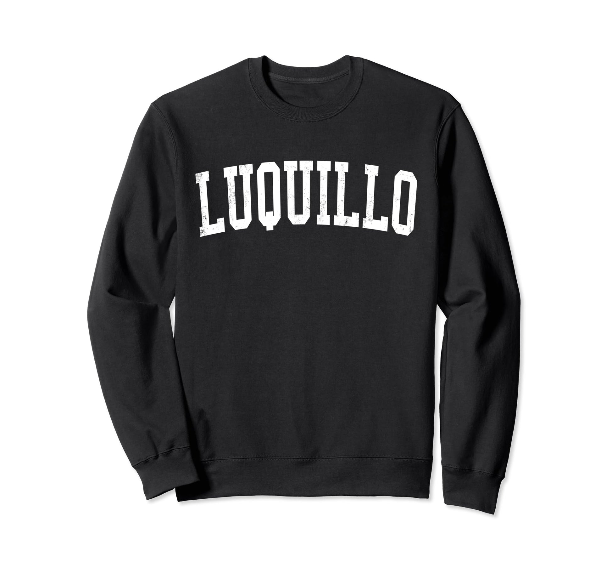 Luquillo Pr Distressed White Varsity Sweatshirt - Novelty Apparel Unisex - T-Shirt, Sweatshirt, Hoodie