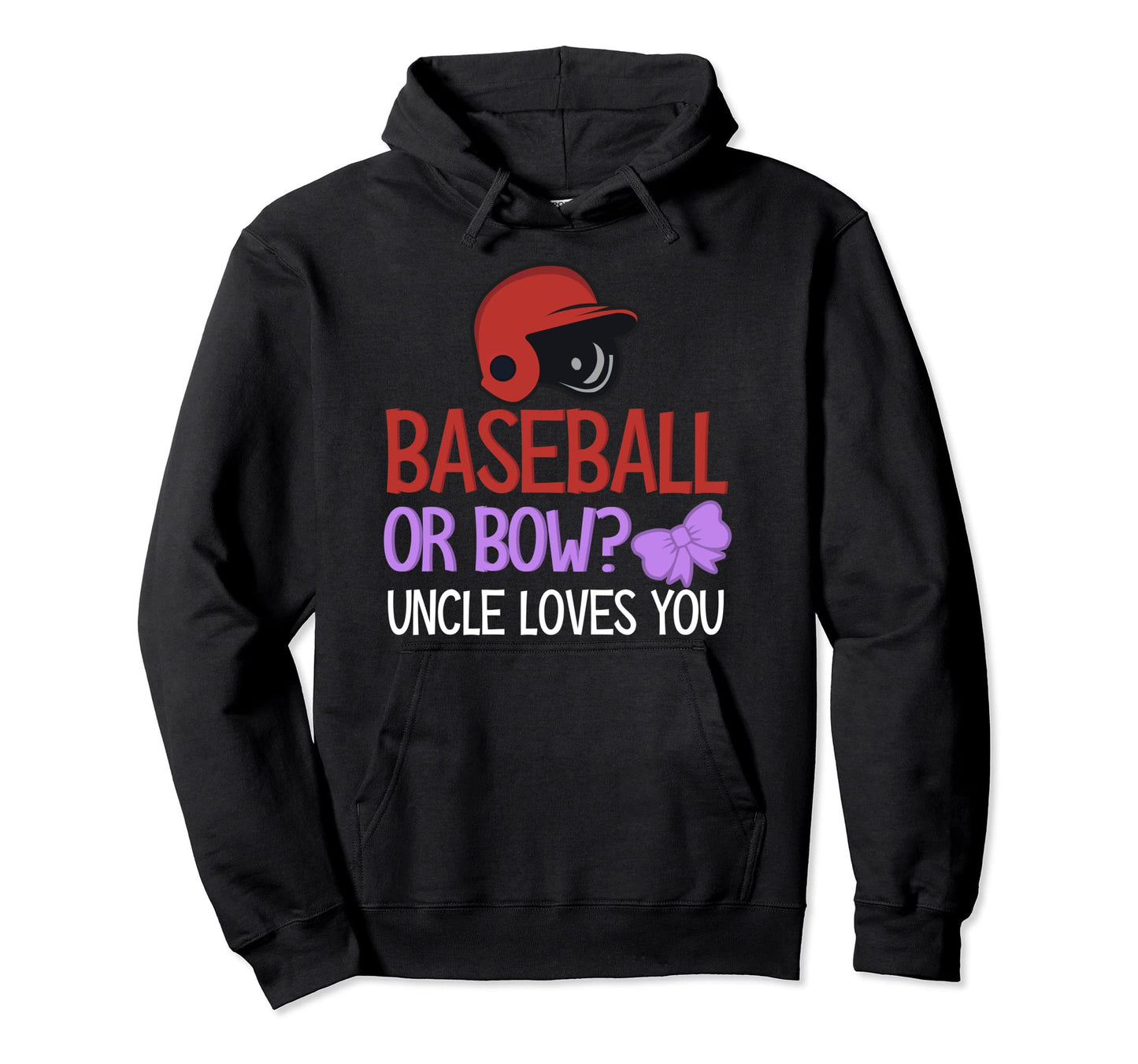 Gender Reveal Gift Baseball Or Bow Uncle Hoodie - Custom Art Print Unisex - T-Shirt, Sweatshirt, Hoodie