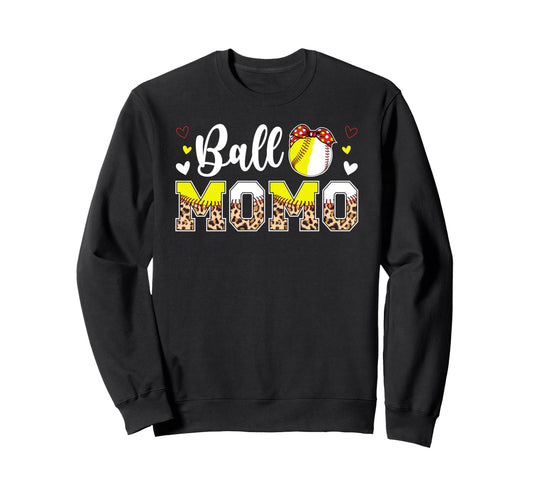 Ball Momo Leopard Softball Baseball Sweatshirt - Graphic Print Men Women - T-Shirt, Sweatshirt, Hoodie