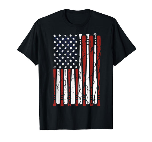 American Flag Baseball Dad 4Th July T-Shirt - Fun Novelty Design Men Women - T-Shirt, Sweatshirt, Hoodie