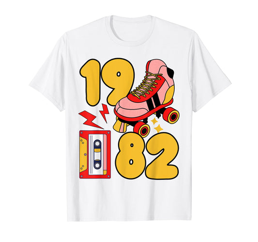 80S Vibes Mixed Tapes Roller Skates 1982 T-Shirt - Trendy Graphic Unisex - T-Shirt, Sweatshirt, Hoodie