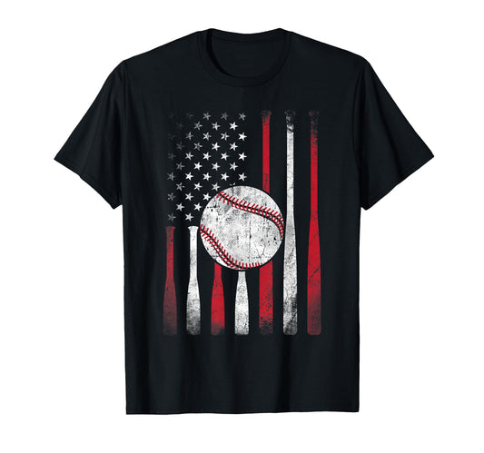 American Flag Baseball Team T-Shirt - Custom Art Print Unisex - T-Shirt, Sweatshirt, Hoodie