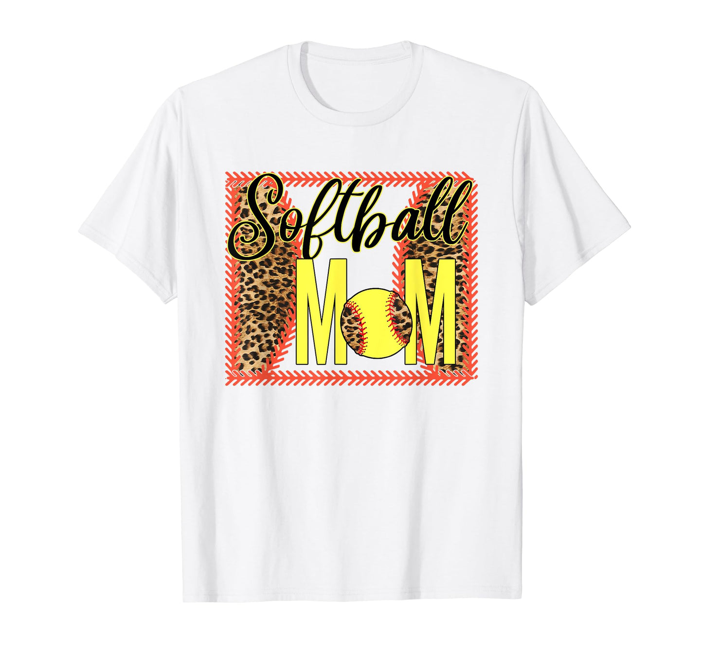 Softball Mom Leopard Funny Softball Mom T-Shirt - Novelty Apparel Unisex - T-Shirt, Sweatshirt, Hoodie