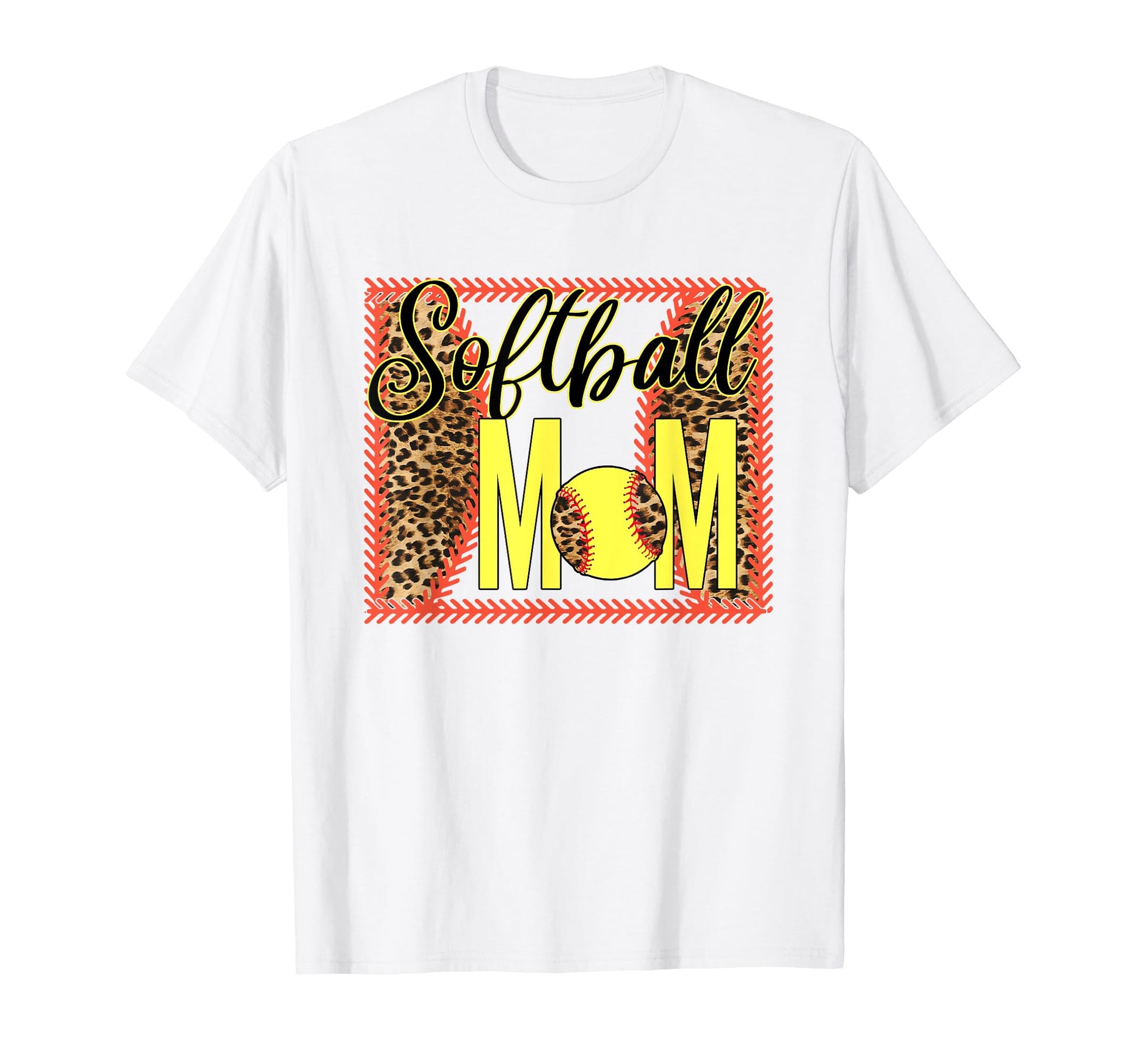 Softball Mom Leopard Funny Softball Mom T-Shirt - Novelty Apparel Unisex - T-Shirt, Sweatshirt, Hoodie