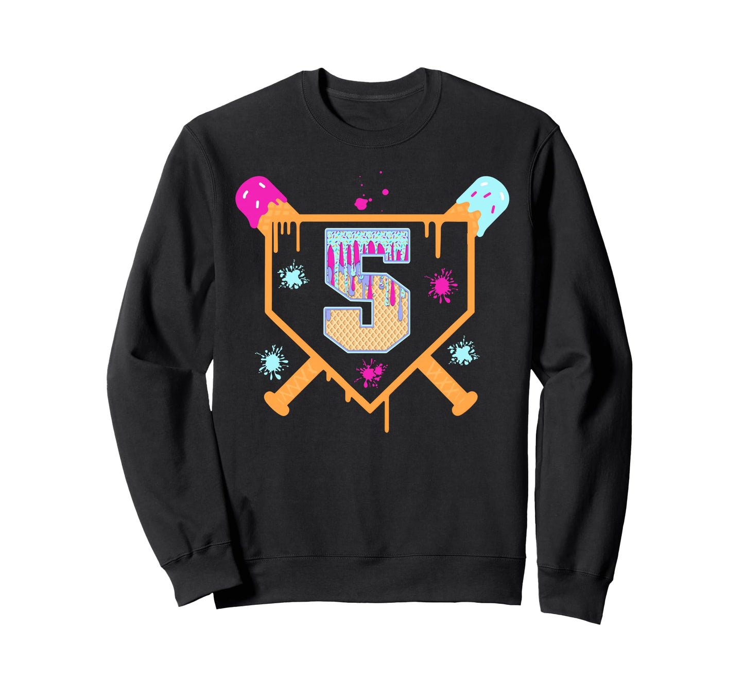5Th Birthday Baseball Drip 5 Year Old Sweatshirt - Unique Graphic Unisex - T-Shirt, Sweatshirt, Hoodie