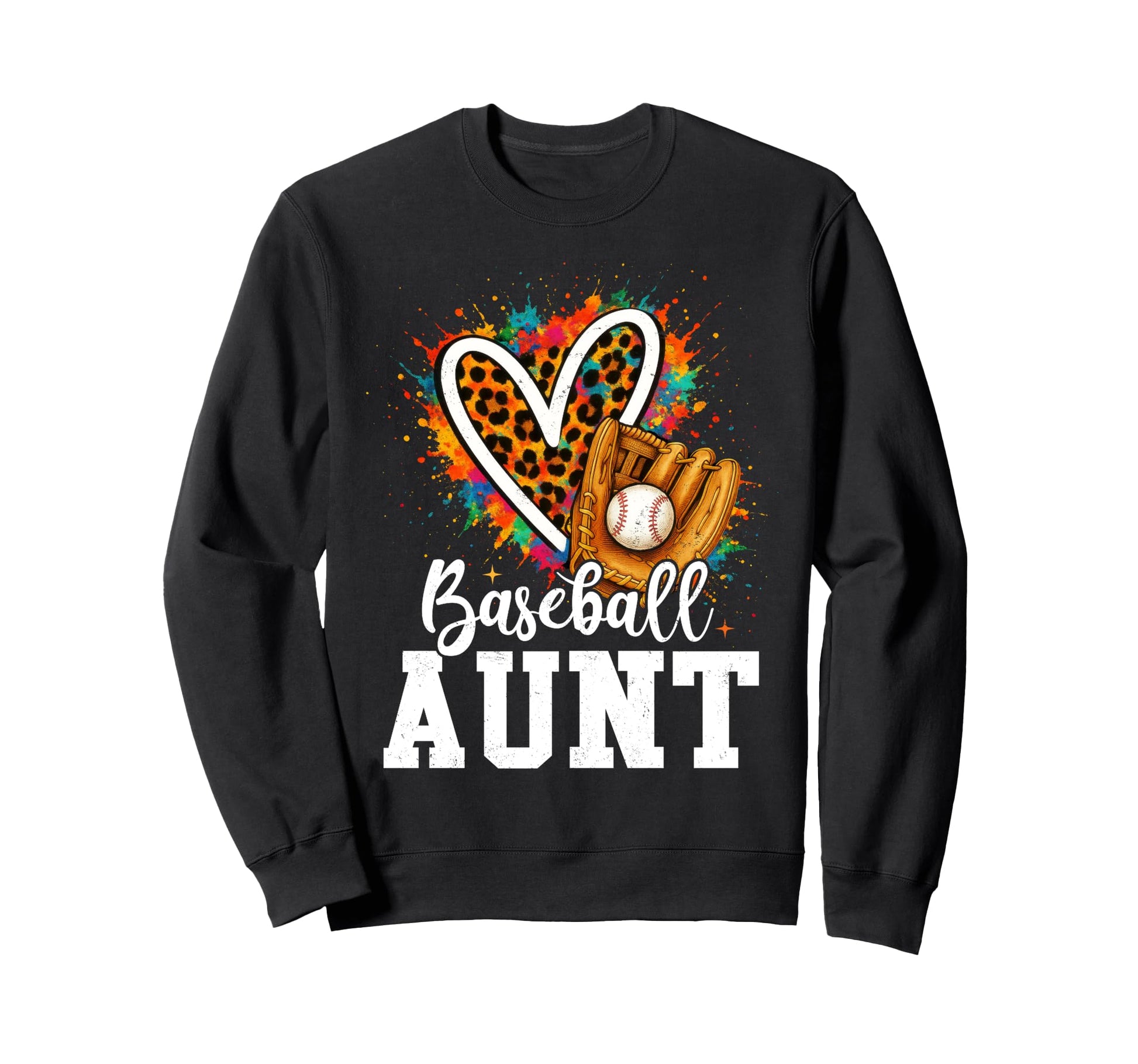 My Favorite Baseball Aunt Leopard Heart Hoodie - Unique Graphic Unisex - T-Shirt, Sweatshirt, Hoodie