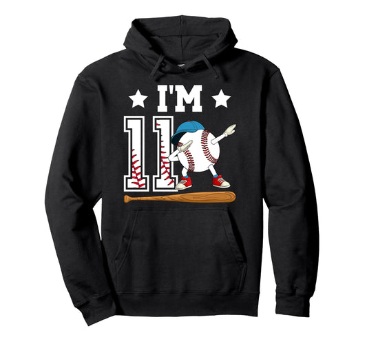 11Th Baseball Birthday Eleven Year Old Hoodie - Custom Art Print Men Women - T-Shirt, Sweatshirt, Hoodie