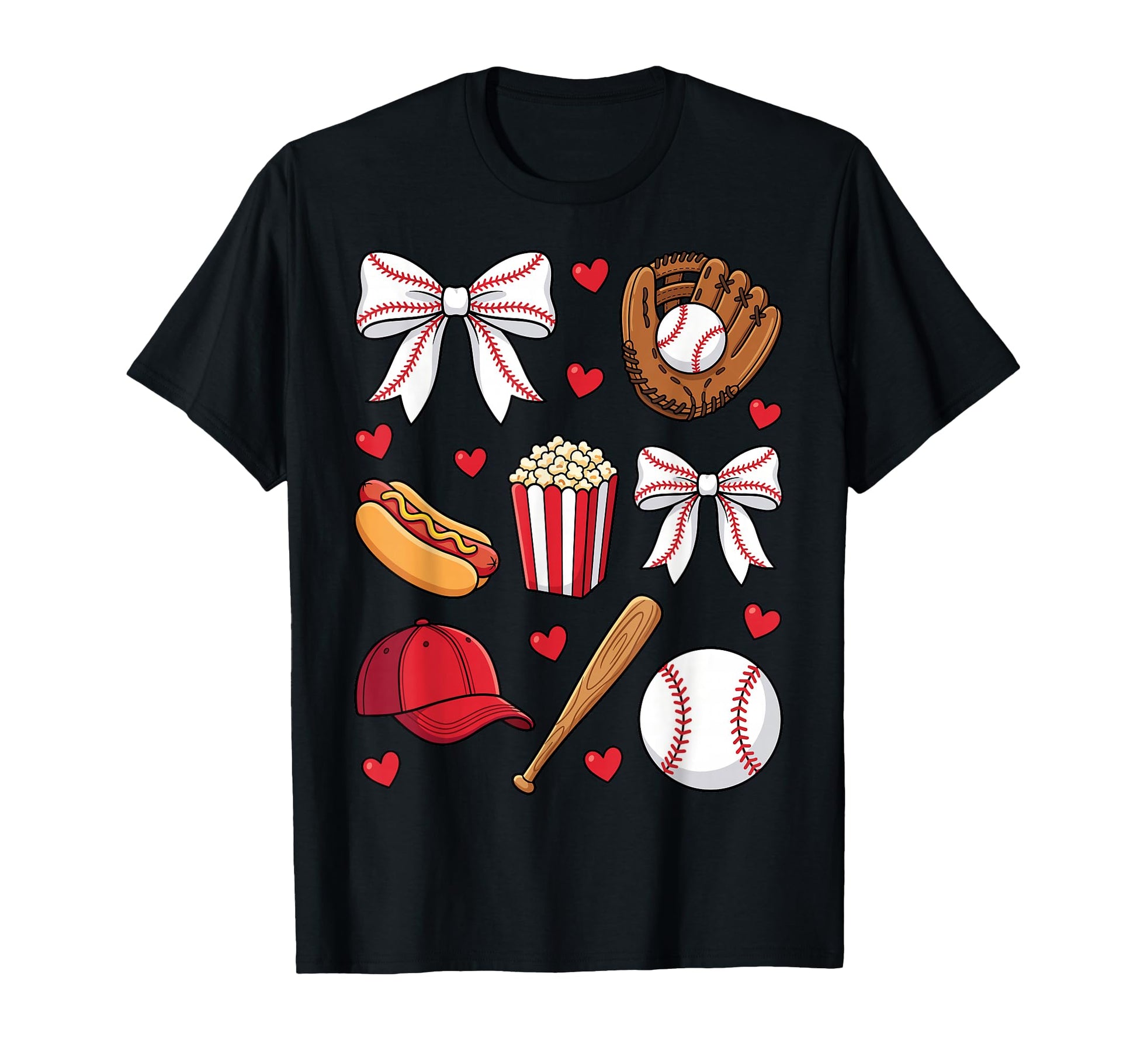 Baseball Coquette Bow Mom Mama T-Shirt - Custom Art Print Men Women - T-Shirt, Sweatshirt, Hoodie