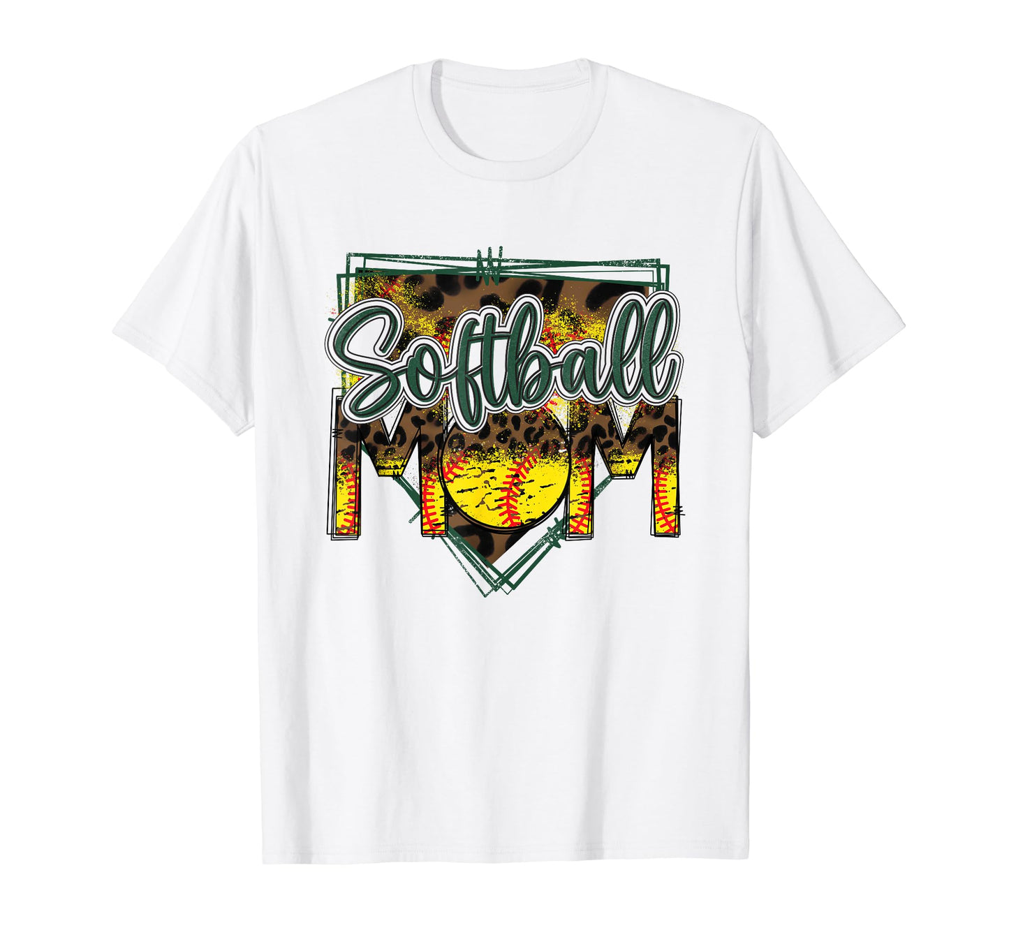 Softball Mom Leopard Funny Softball T-Shirt - Novelty Apparel for Adults - T-Shirt, Sweatshirt, Hoodie
