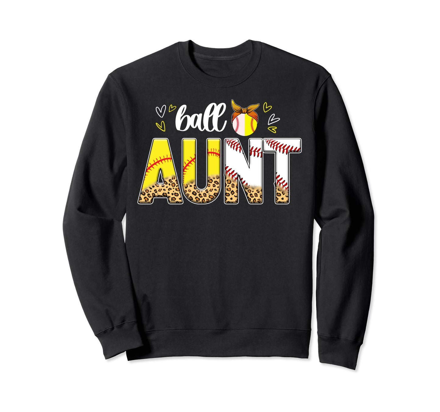 Ball Aunt Leopard Baseball Softball Sweatshirt - Fun Novelty Design Unisex - T-Shirt, Sweatshirt, Hoodie