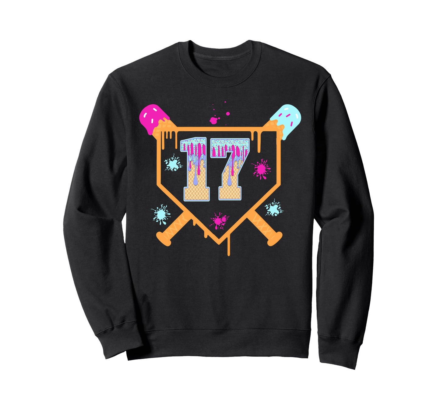 17Th Birthday Baseball Drip 17 Sweatshirt - Fun Novelty Design Men Women - T-Shirt, Sweatshirt, Hoodie