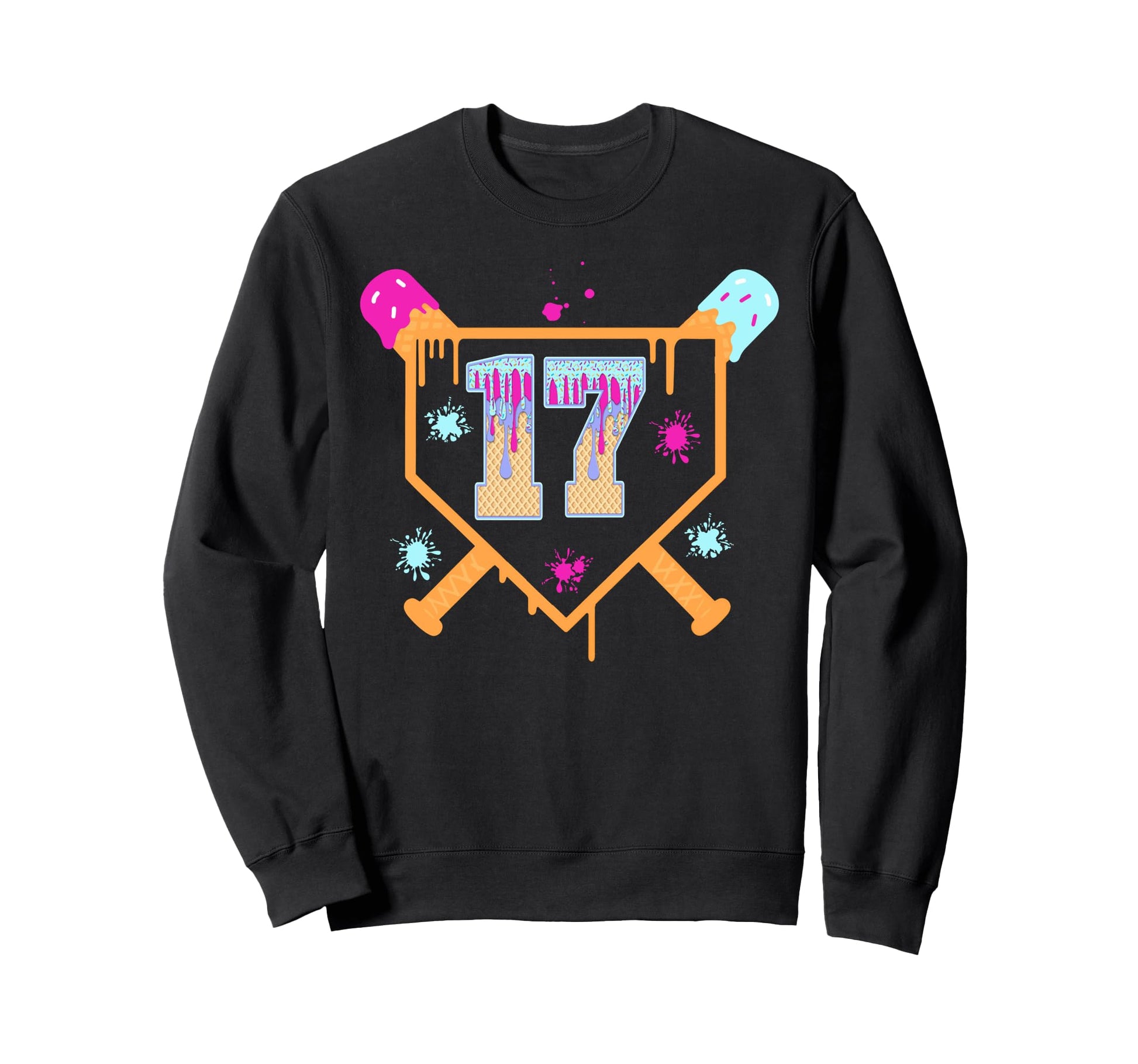 17Th Birthday Baseball Drip 17 Sweatshirt - Fun Novelty Design Men Women - T-Shirt, Sweatshirt, Hoodie