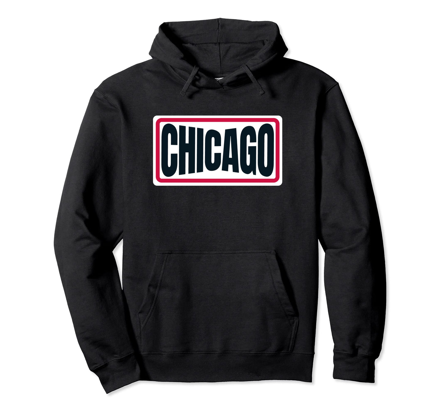 Fun Chicago Black Red White Striped Hoodie - Graphic Print for Adults - T-Shirt, Sweatshirt, Hoodie