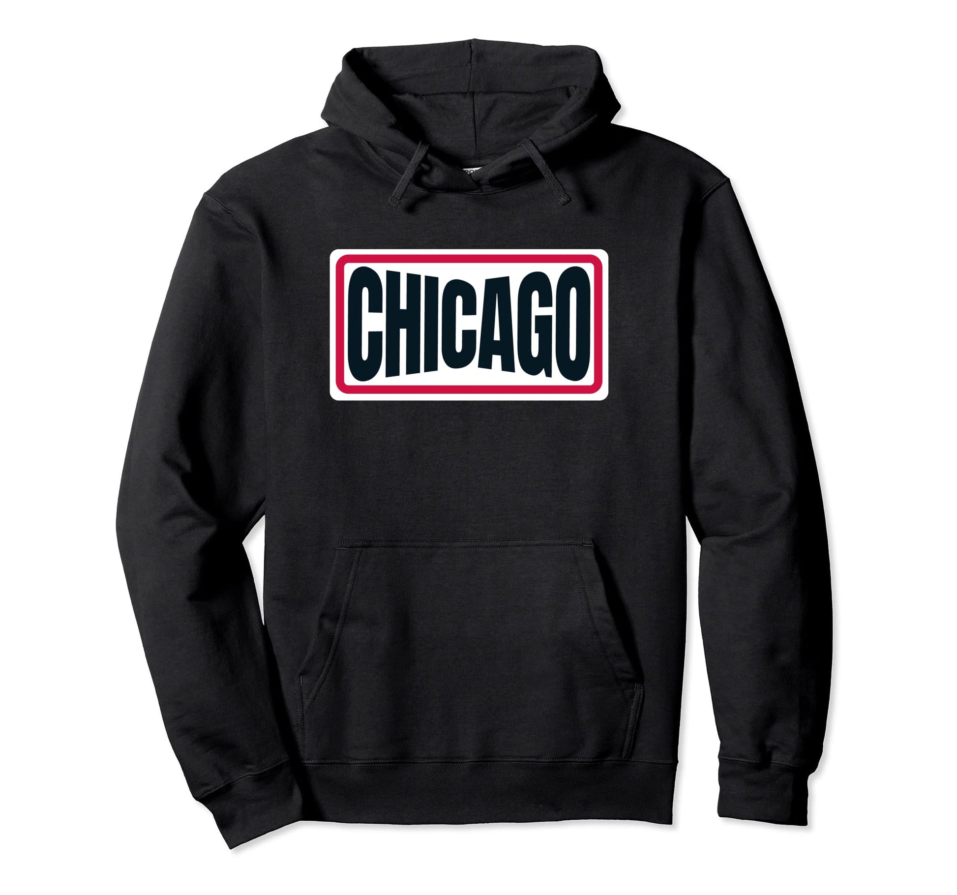 Fun Chicago Black Red White Striped Hoodie - Graphic Print for Adults - T-Shirt, Sweatshirt, Hoodie