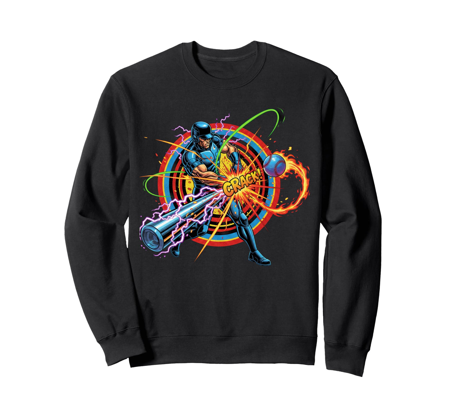 Comic Baseball Power Swing Sweatshirt - Fun Novelty Design Men Women - T-Shirt, Sweatshirt, Hoodie