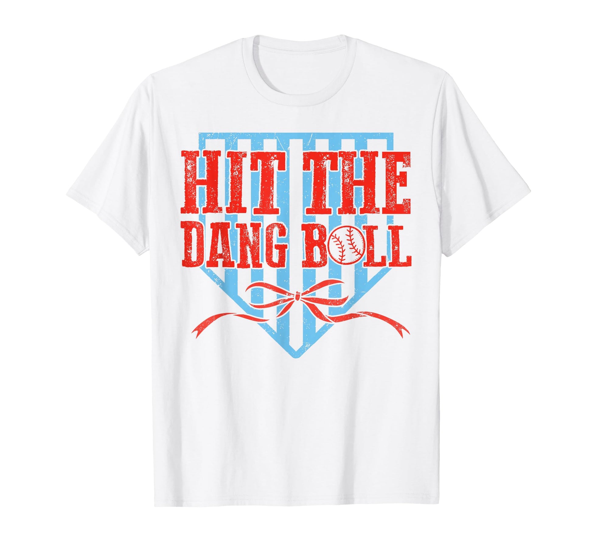 Hit Dang Ball Coquette Bow Baseball Game T-Shirt - Graphic Print Unisex - T-Shirt, Sweatshirt, Hoodie
