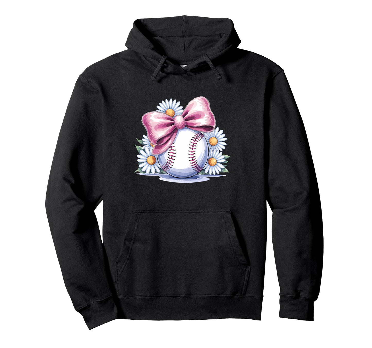 Baseball Coquette Bow Baseball Player Hoodie - Custom Art Print for Adults - T-Shirt, Sweatshirt, Hoodie