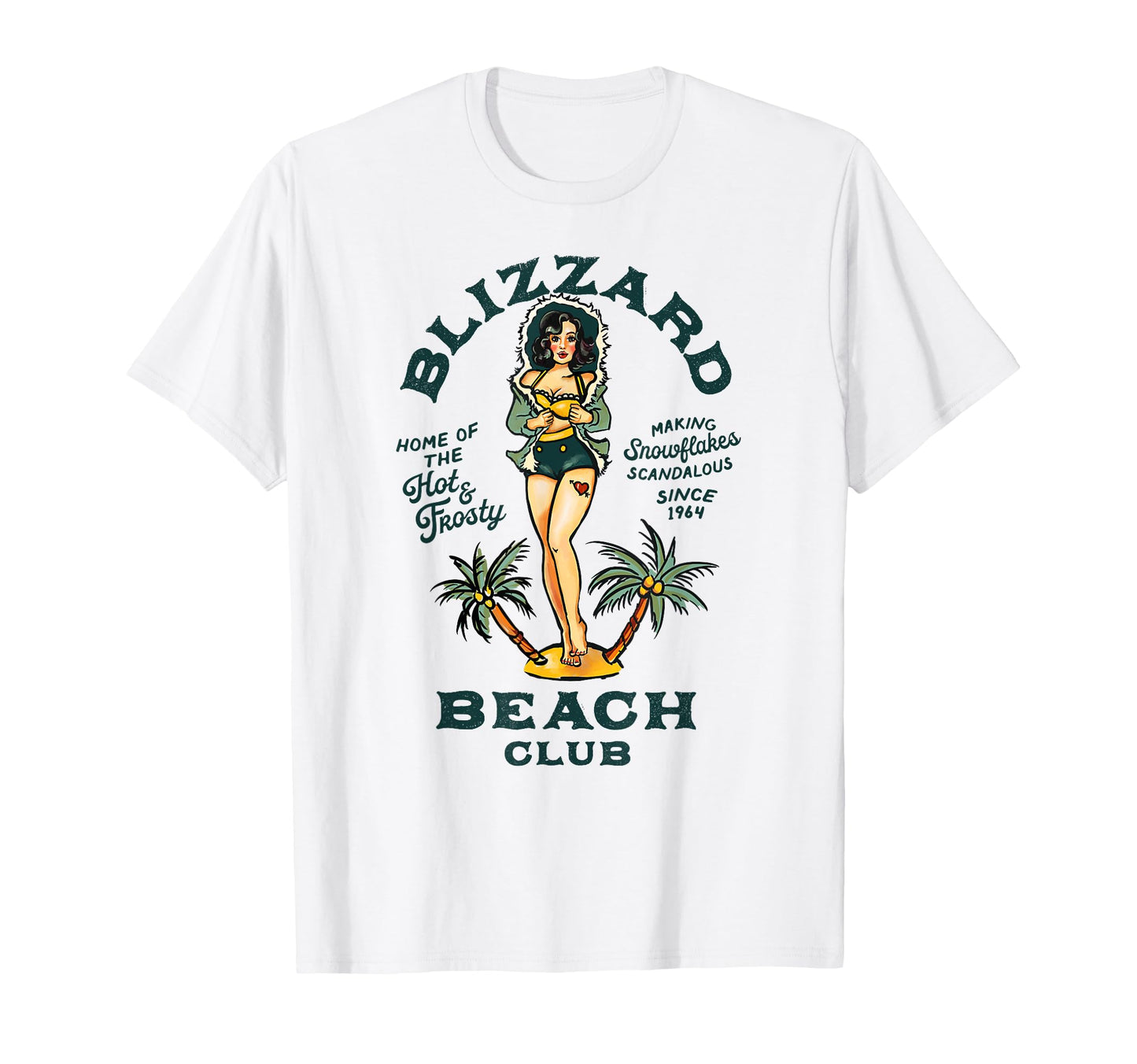 Tropical Bar Pinup Tattoo T-Shirt - Fun Novelty Design Men Women - T-Shirt, Sweatshirt, Hoodie