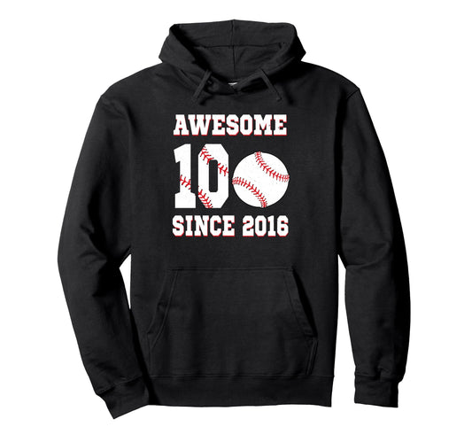 10 Years Old Birthday Baseball Awesome Hoodie - Unique Graphic for Adults - T-Shirt, Sweatshirt, Hoodie