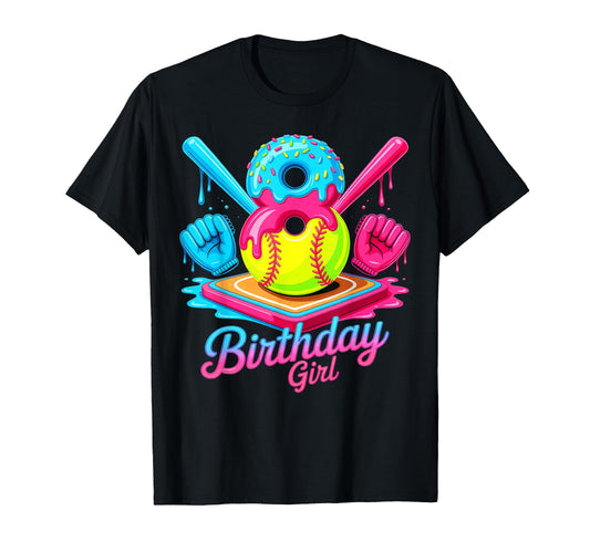 8Th Birthday Softball Ice Cream Drip T-Shirt - Minimalist Print Men Women - T-Shirt, Sweatshirt, Hoodie