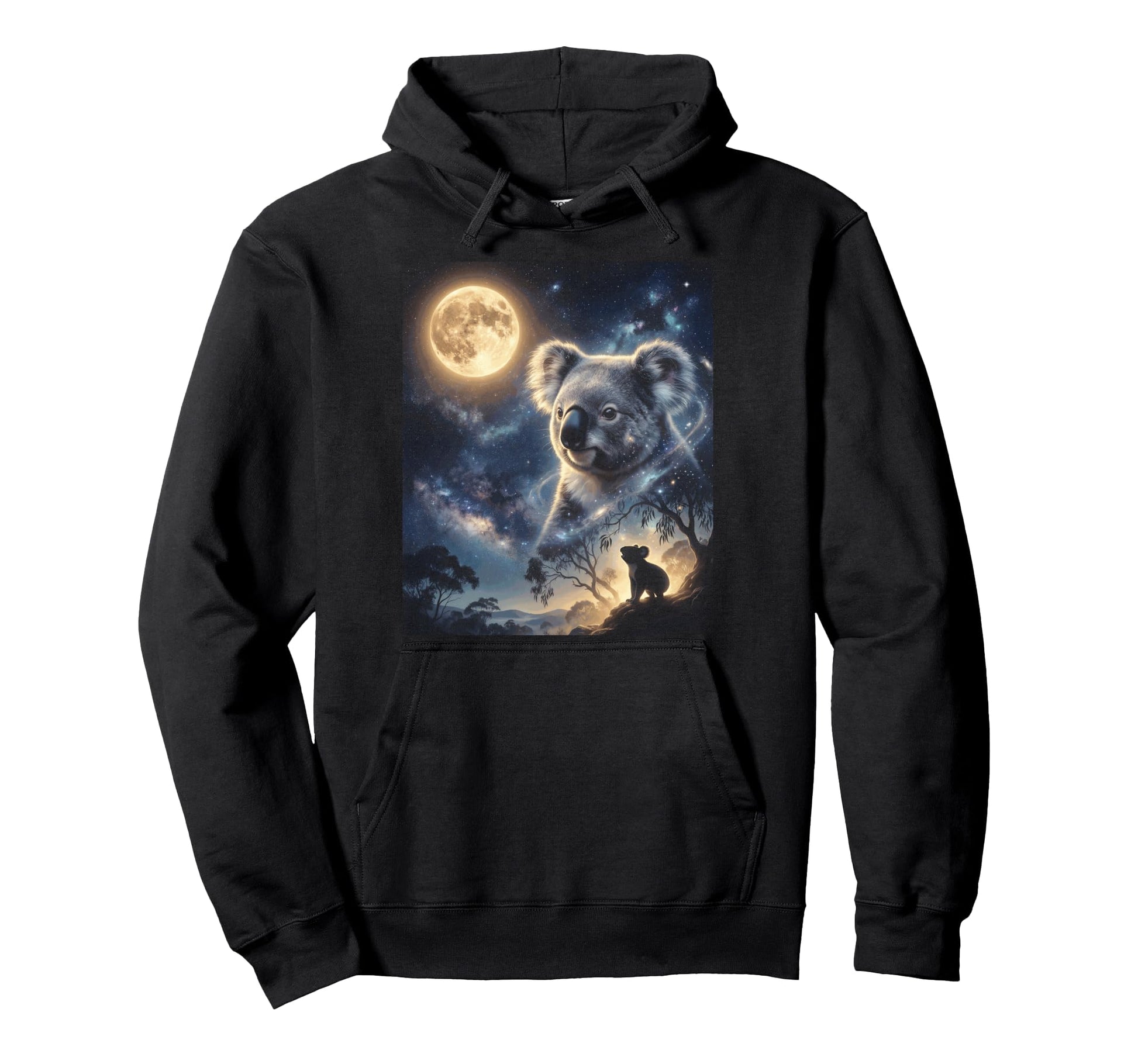 Howling Koala Full Moon Starry Night Hoodie - Streetwear Style Men Women - T-Shirt, Sweatshirt, Hoodie
