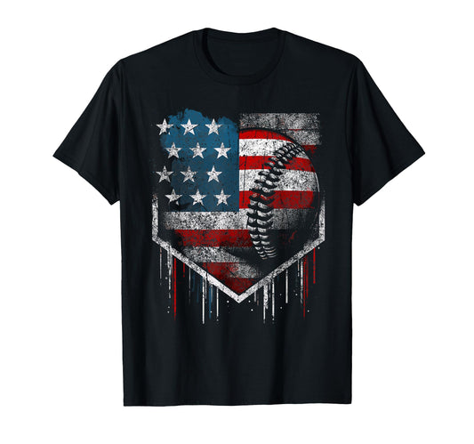 Baseball Dripping American Flag T-Shirt - Aesthetic Graphic Men Women - T-Shirt, Sweatshirt, Hoodie