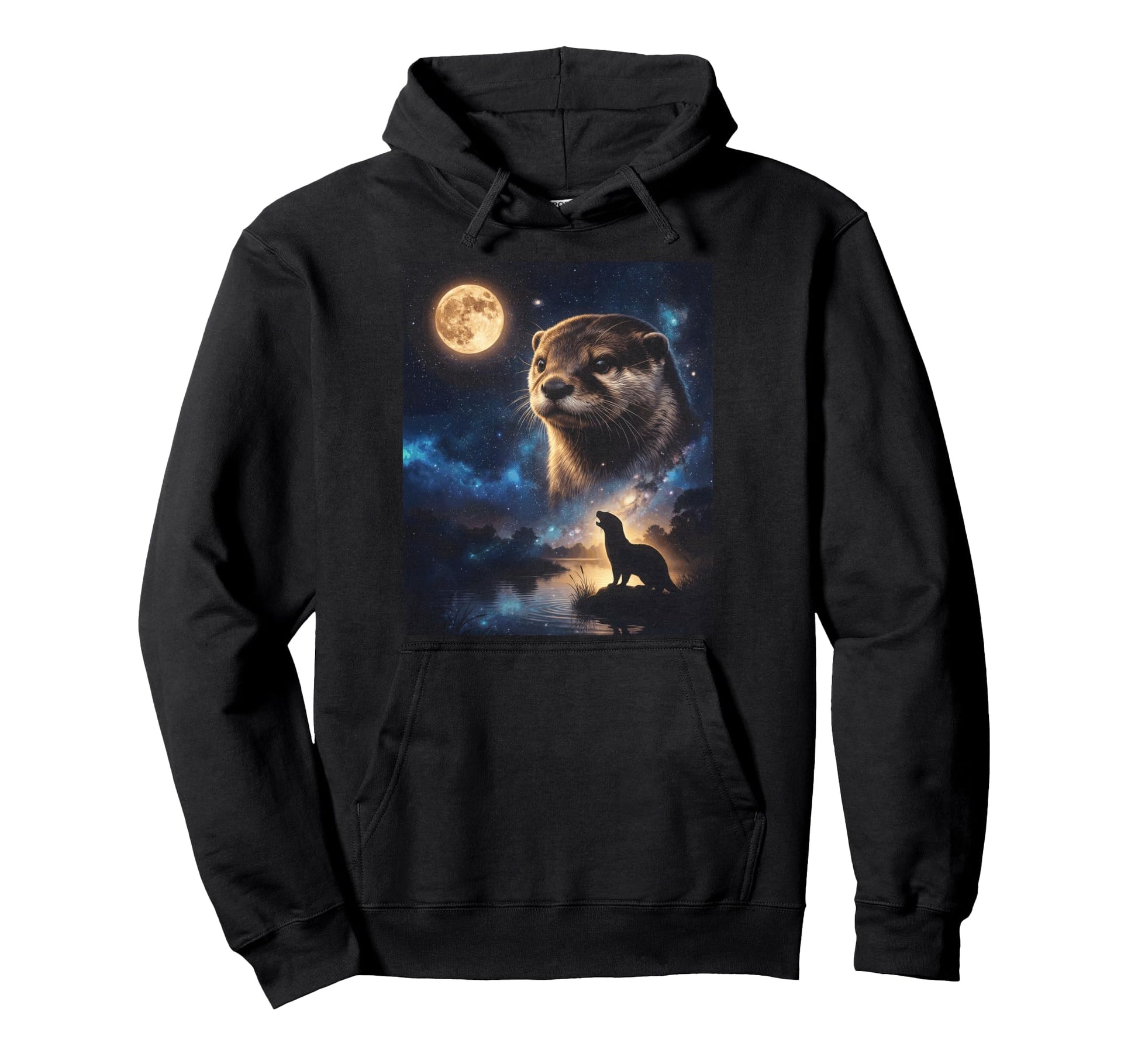 90S Otter Howling Moon Y2K Hoodie - Casual Everyday Wear for Adults - T-Shirt, Sweatshirt, Hoodie