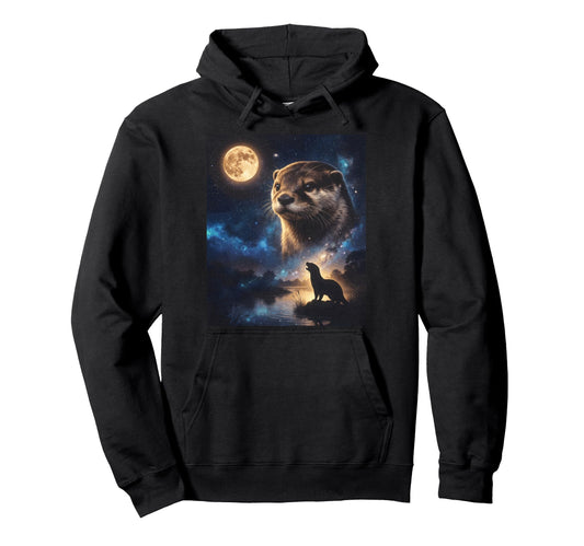 90S Otter Howling Moon Y2K Hoodie - Casual Everyday Wear for Adults - T-Shirt, Sweatshirt, Hoodie