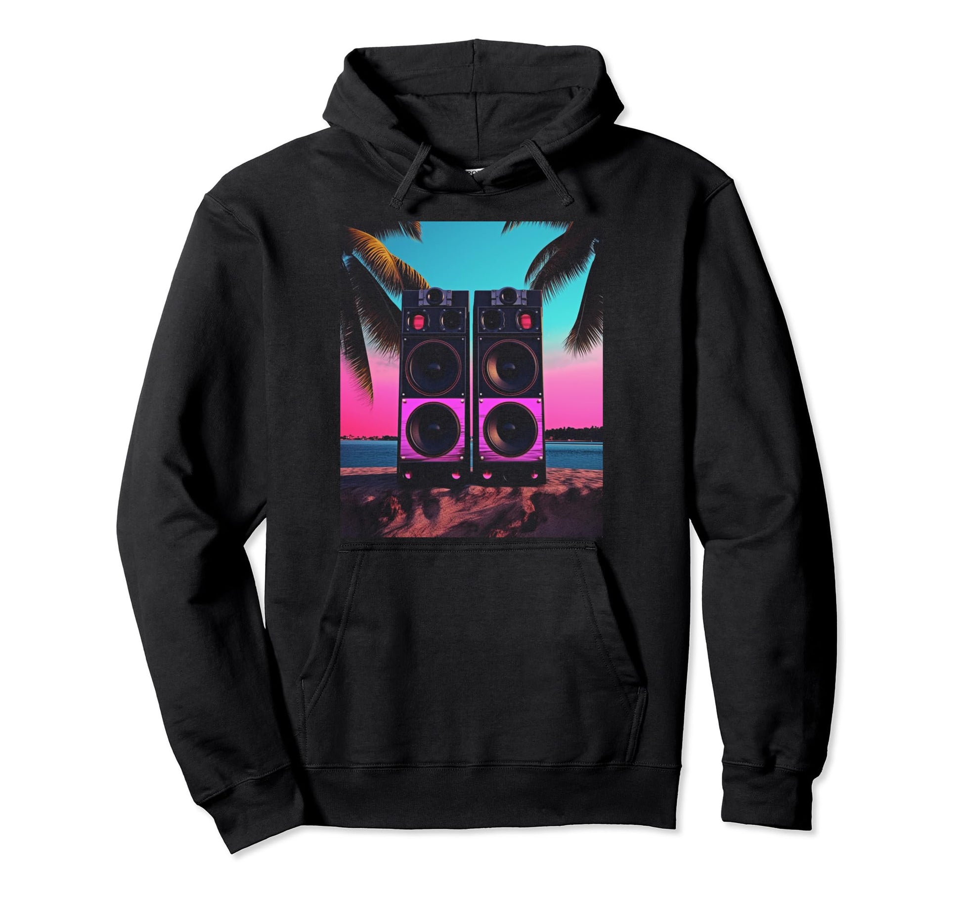Vaporwave Stereo Speakers 80S Synthwave Hoodie - Unique Graphic for Adults - T-Shirt, Sweatshirt, Hoodie