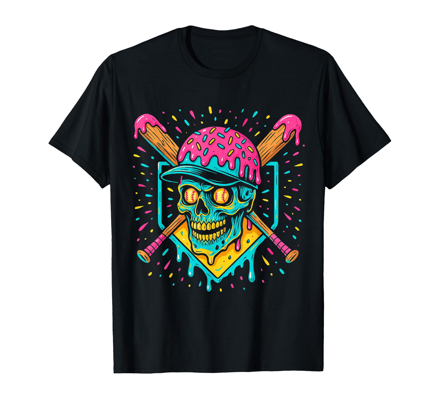 Baseball Home Plate Drip Ice Cream T-Shirt - Novelty Apparel for Adults - T-Shirt, Sweatshirt, Hoodie