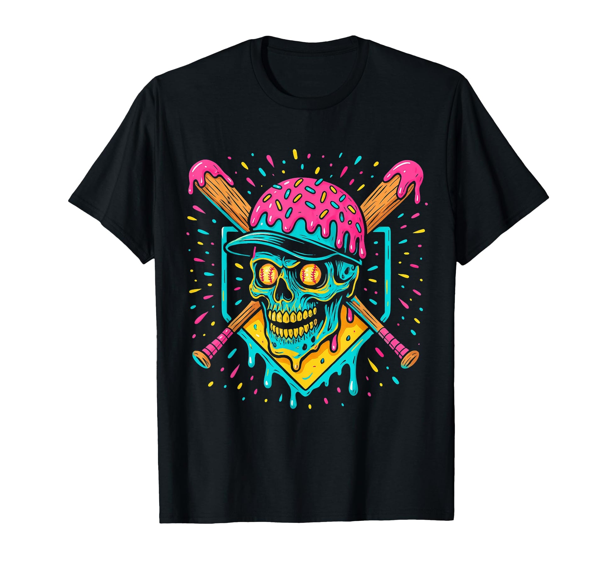 Baseball Home Plate Drip Ice Cream T-Shirt - Novelty Apparel for Adults - T-Shirt, Sweatshirt, Hoodie