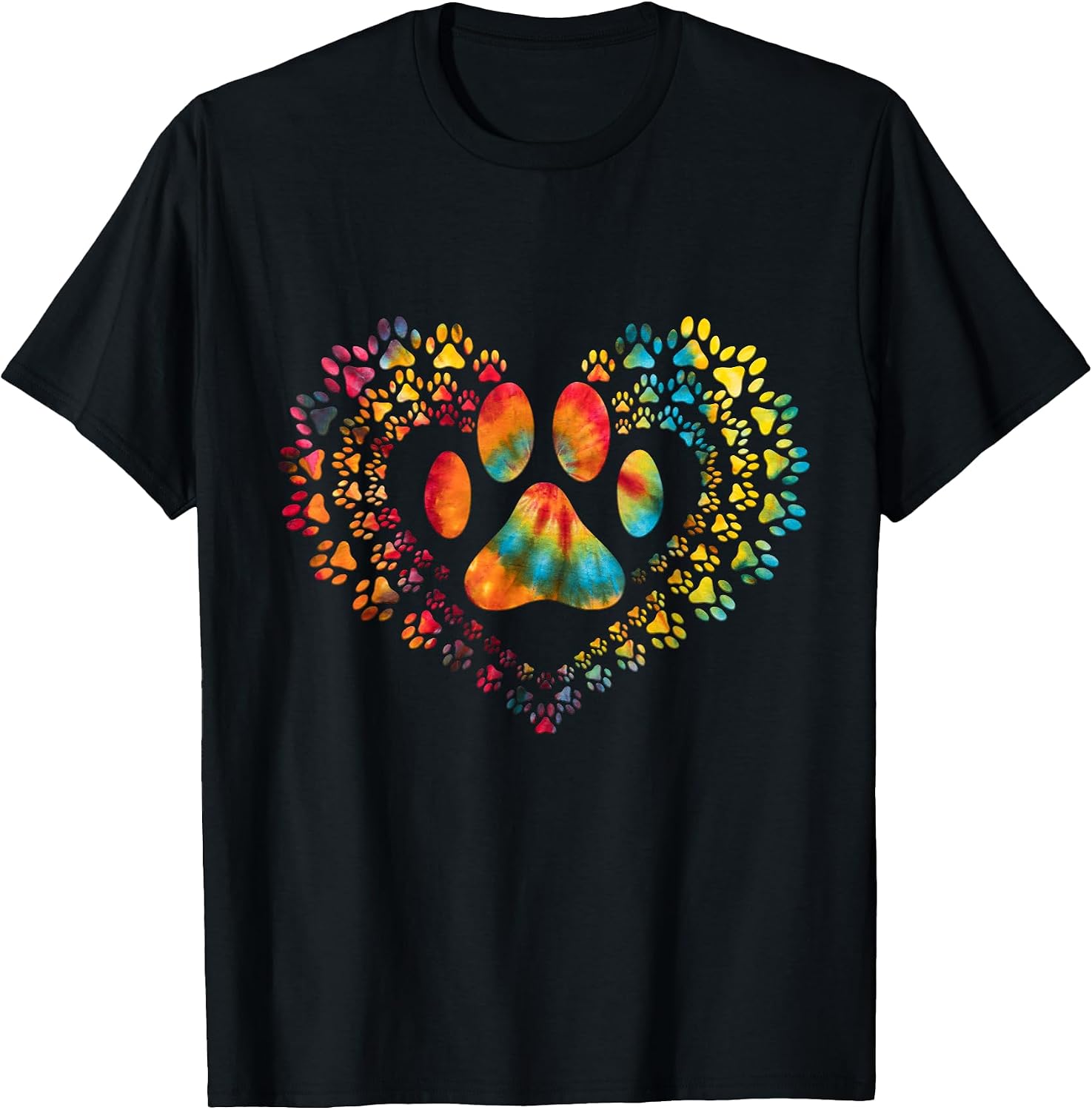 Tie Dye Love Dog Paw Print Heart Animal Lover - Adult & Kids T-Shirts, Sweatshirts & Hoodies apparel design preview 1