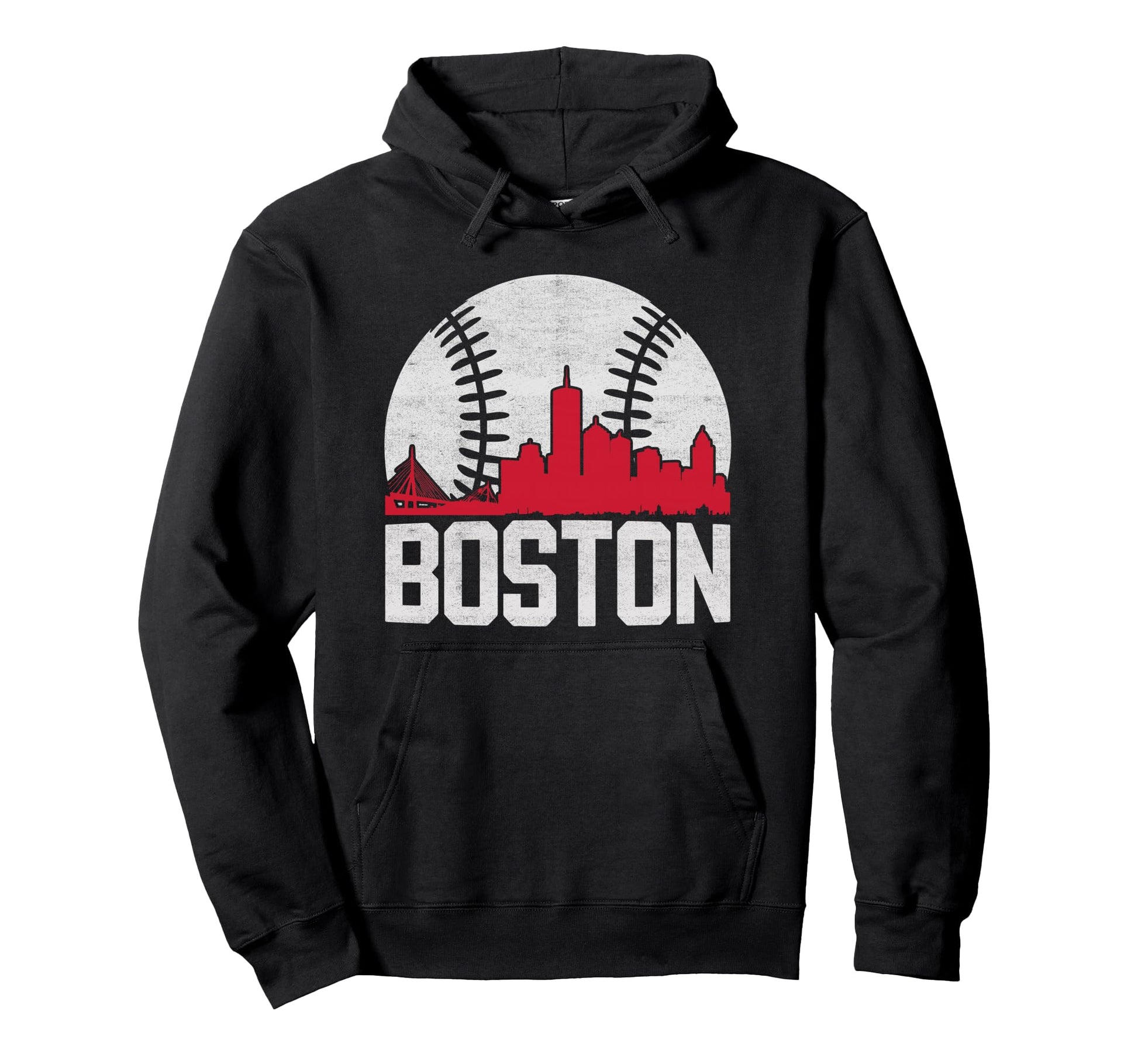 Boston Lovers Skyline Baseball Hoodie - Custom Art Print Men Women - T-Shirt, Sweatshirt, Hoodie