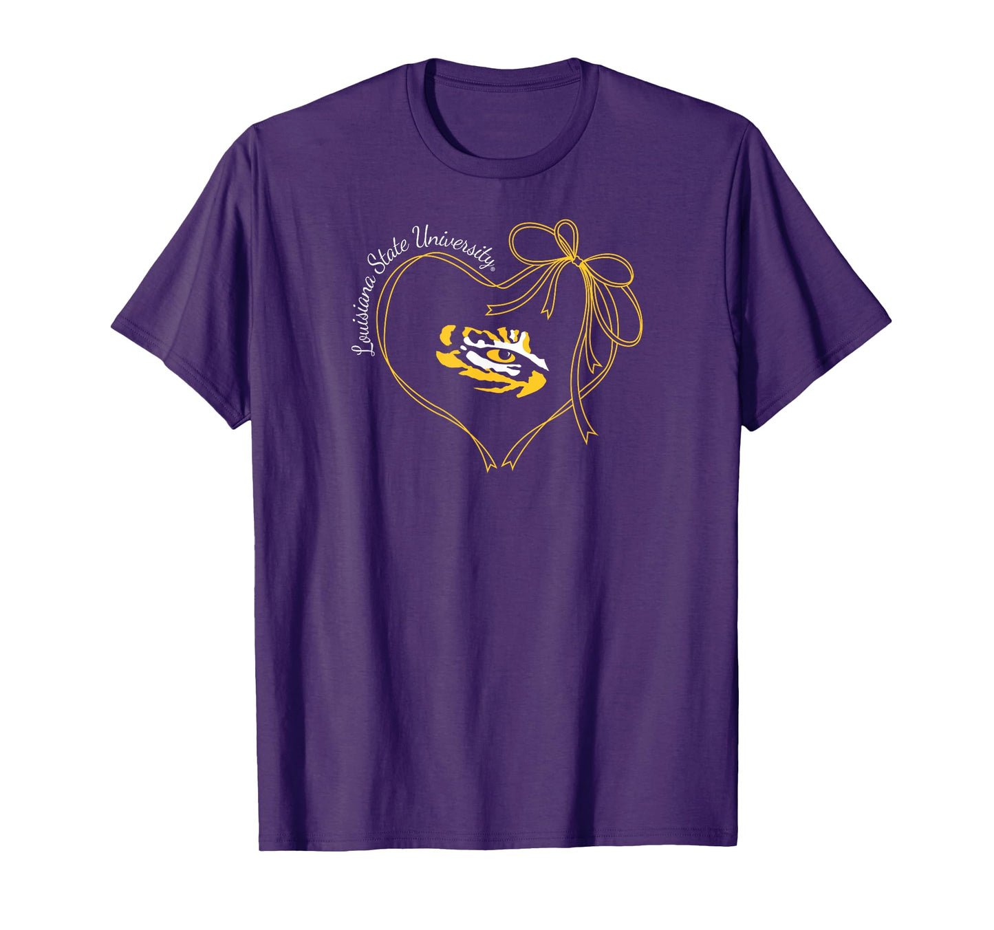 Lsu Tigers Bow Heart Purple T-Shirt - Custom Art Print for Adults - T-Shirt, Sweatshirt, Hoodie