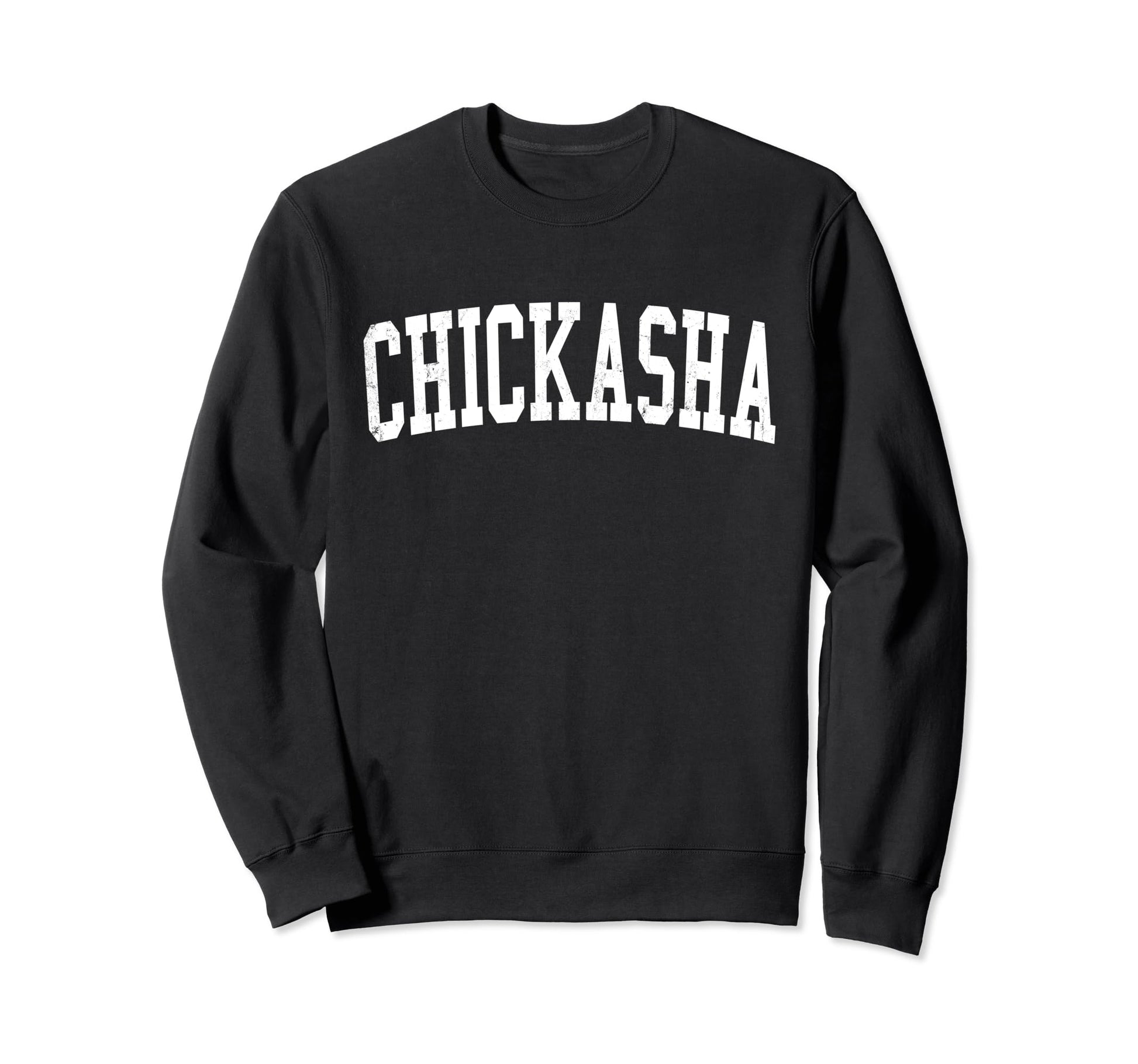 Chickasha Ok Distressed White Varsity Sweatshirt - Minimalist Print Unisex - T-Shirt, Sweatshirt, Hoodie