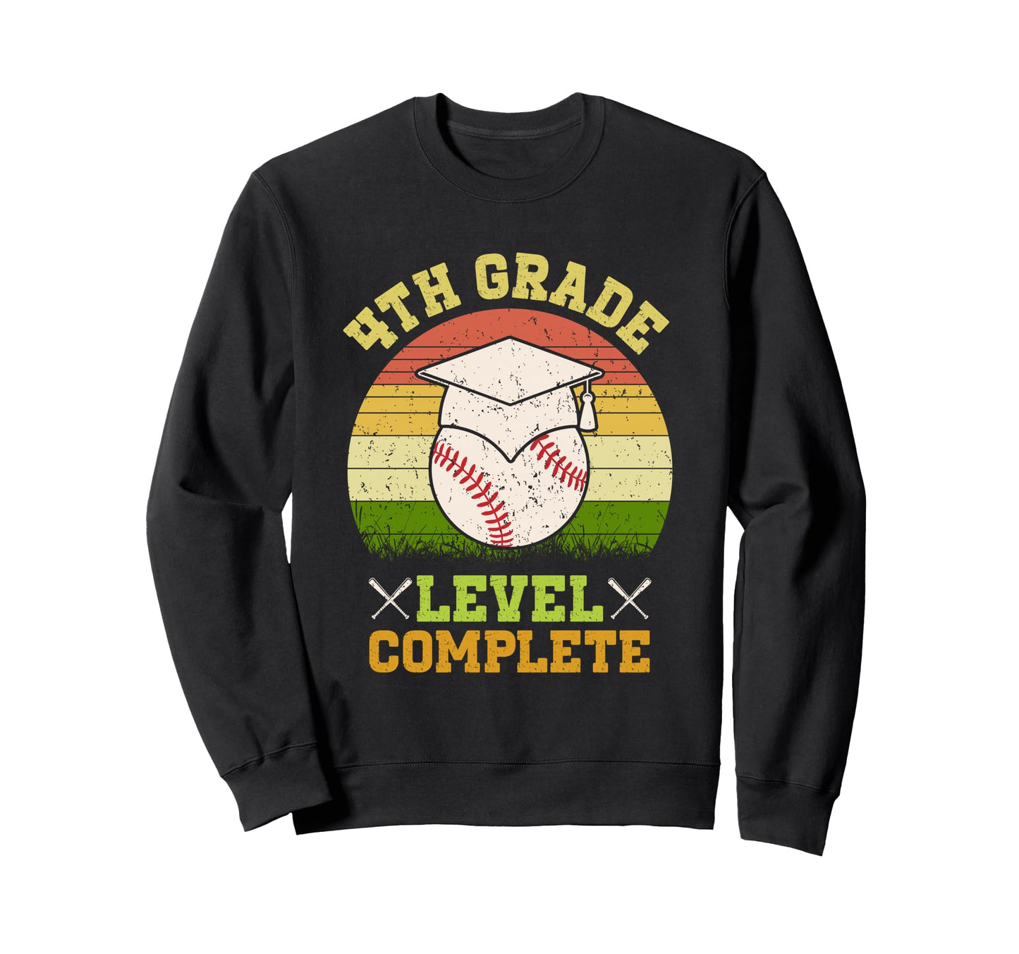 4Th Grade Level Complete Baseball Sweatshirt - Unique Graphic for Adults - T-Shirt, Sweatshirt, Hoodie