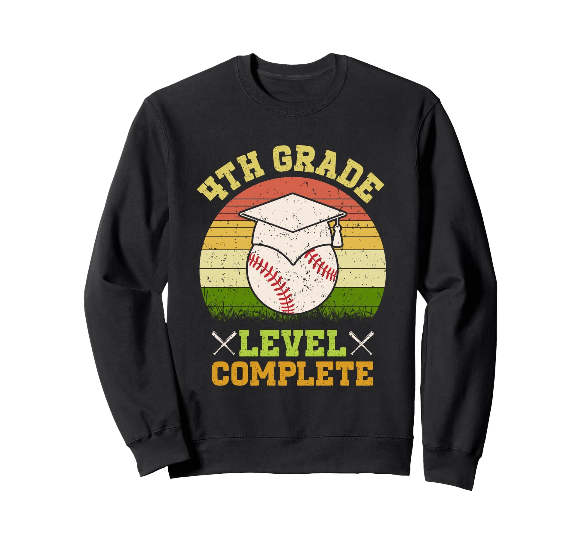 4Th Grade Level Complete Baseball Sweatshirt - Unique Graphic for Adults - T-Shirt, Sweatshirt, Hoodie