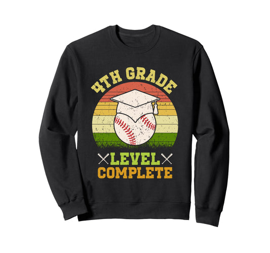 4Th Grade Level Complete Baseball Sweatshirt - Unique Graphic for Adults - T-Shirt, Sweatshirt, Hoodie