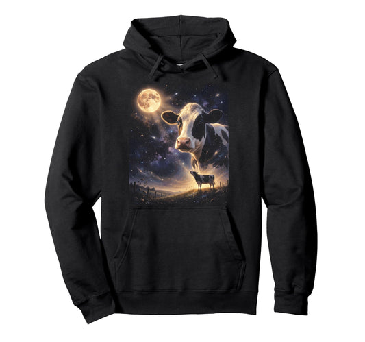 90S Cow Mooing Moon Y2K Aesthetic Hoodie - Trendy Graphic for Adults - T-Shirt, Sweatshirt, Hoodie